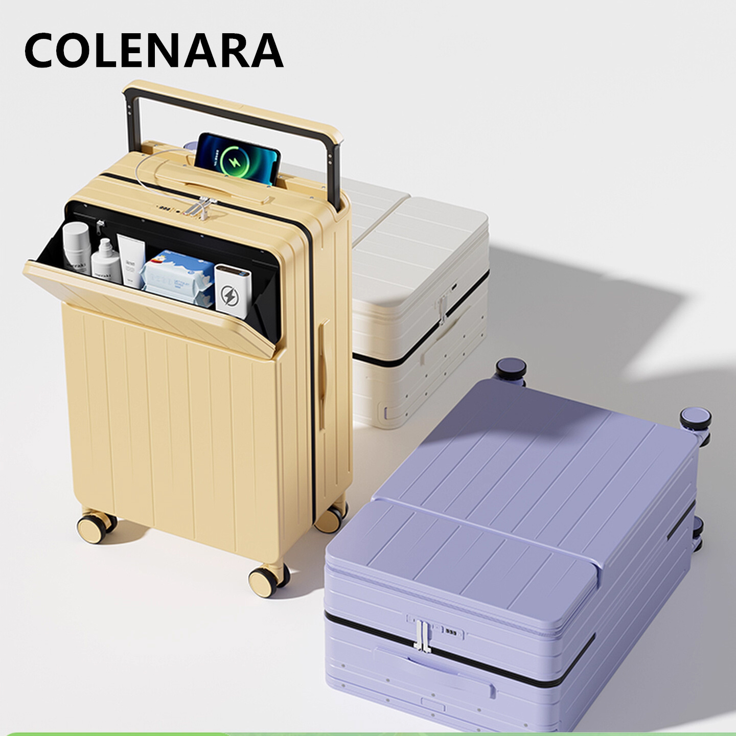 Front Opening Laptop Luggage 24 Inch - COLENARA Multifunktionaler Koffer mit Ladefunktion, Vordere