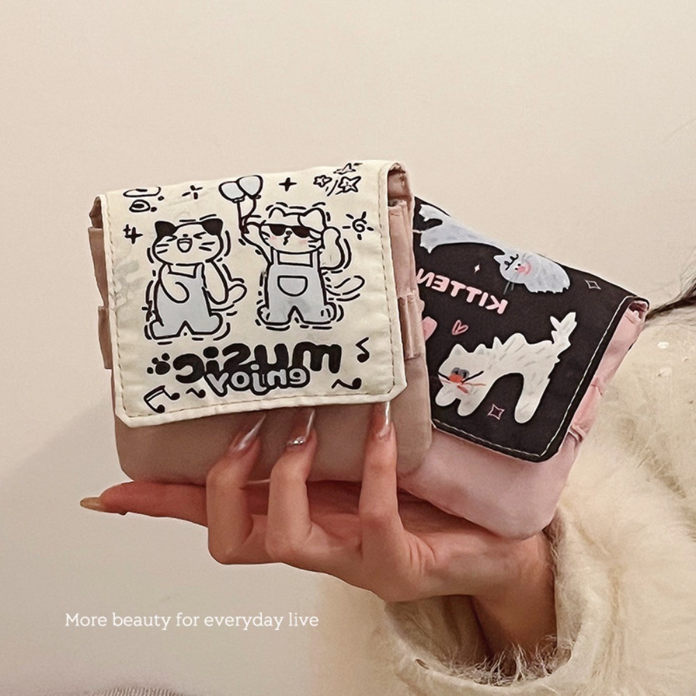 Cosmetic Bags - Neue Datenkabel-Organizer-Tasche, Damenbinden-Tasche, große Kapazität, Cartoon-Kätzchen-Kosmetiktasche,