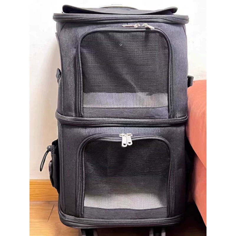 Foldable Rolling Luggage Bag - Hanbang Doppelschichtige Haustier-Rolltasche mit Drehrädern Faltbare