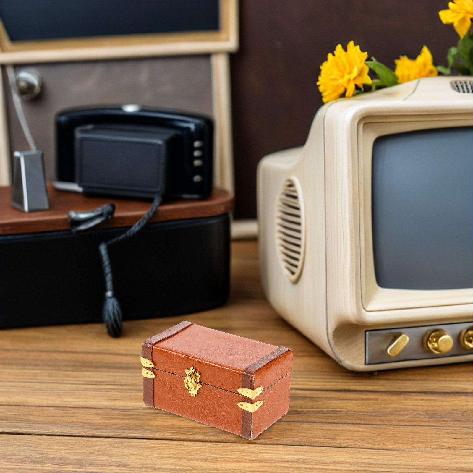 Retro Vintage Trunk Suitcase - Miniatur-Reisekoffer im Vintage-Stil, leichter Aufbewahrungs- und