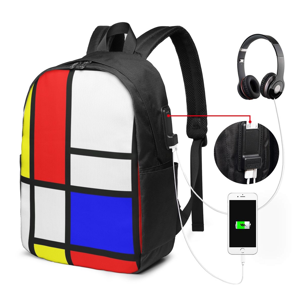 Travel Bags - Piet Mondrian Composition Rucksack, Reisetasche, Notebook-Tasche,