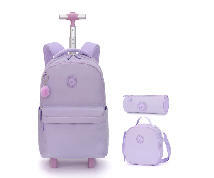 Foldable Rolling Luggage Bag - 18 Zoll Schulrucksack mit Rollen, Schultrolley-Taschen