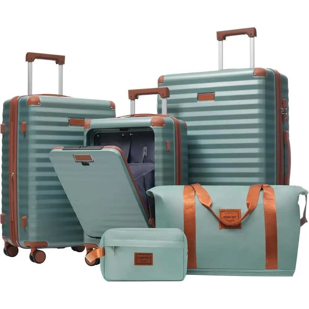 Expandable Hard Shell Luggage Set - 5-teiliges Erweiterbares Hartschalen-Kofferset mit Drehrädern, Leichtes