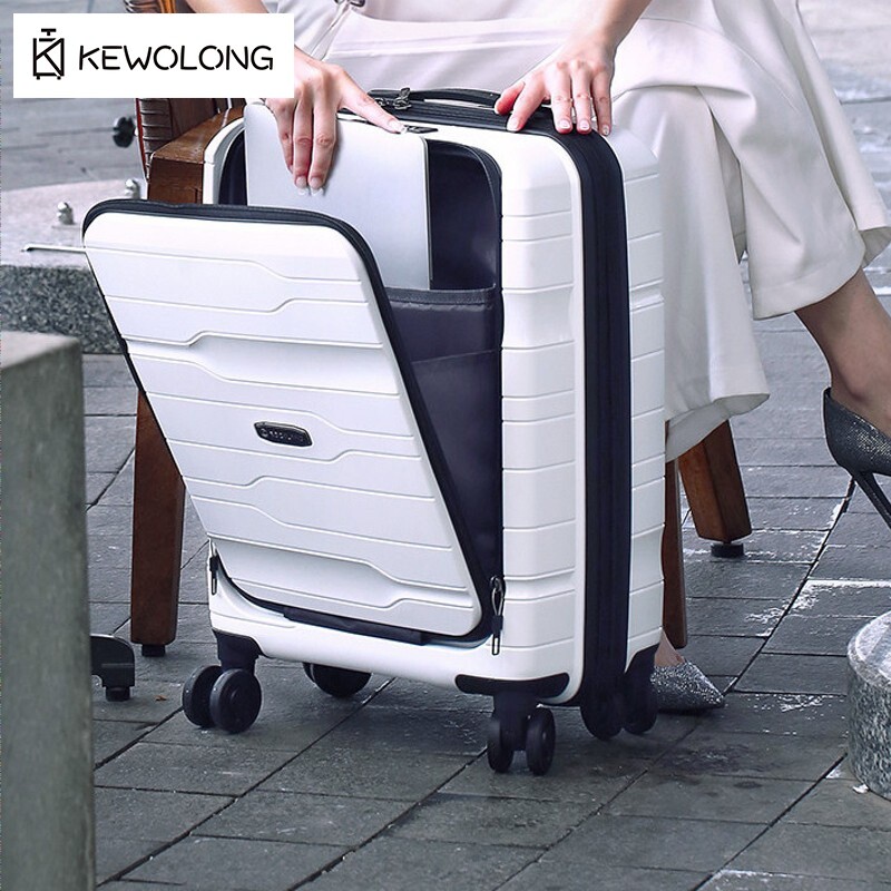 Cabin Size Lightweight Travel Trolley - 20-Zoll-Handgepäckkoffer mit Frontöffnung für Damen und