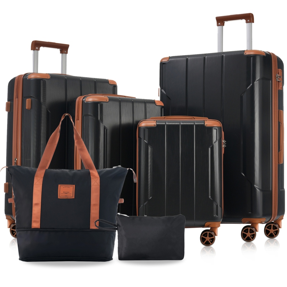 Expandable Hard Shell Luggage Set - Hartschalen-Kofferset 6-teilig, Erweiterbare Leichtgewicht-Koffer mit Doppelrädern,