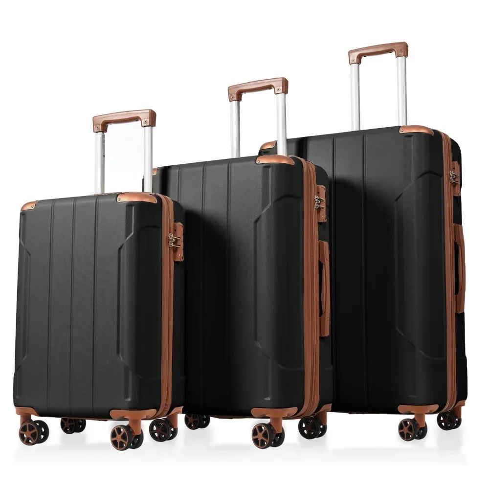 Expandable Hard Shell Luggage Set - Kofferset 3-teilig, erweiterbare Hartschalen-ABS-Koffer mit Doppel-Rollsystem,