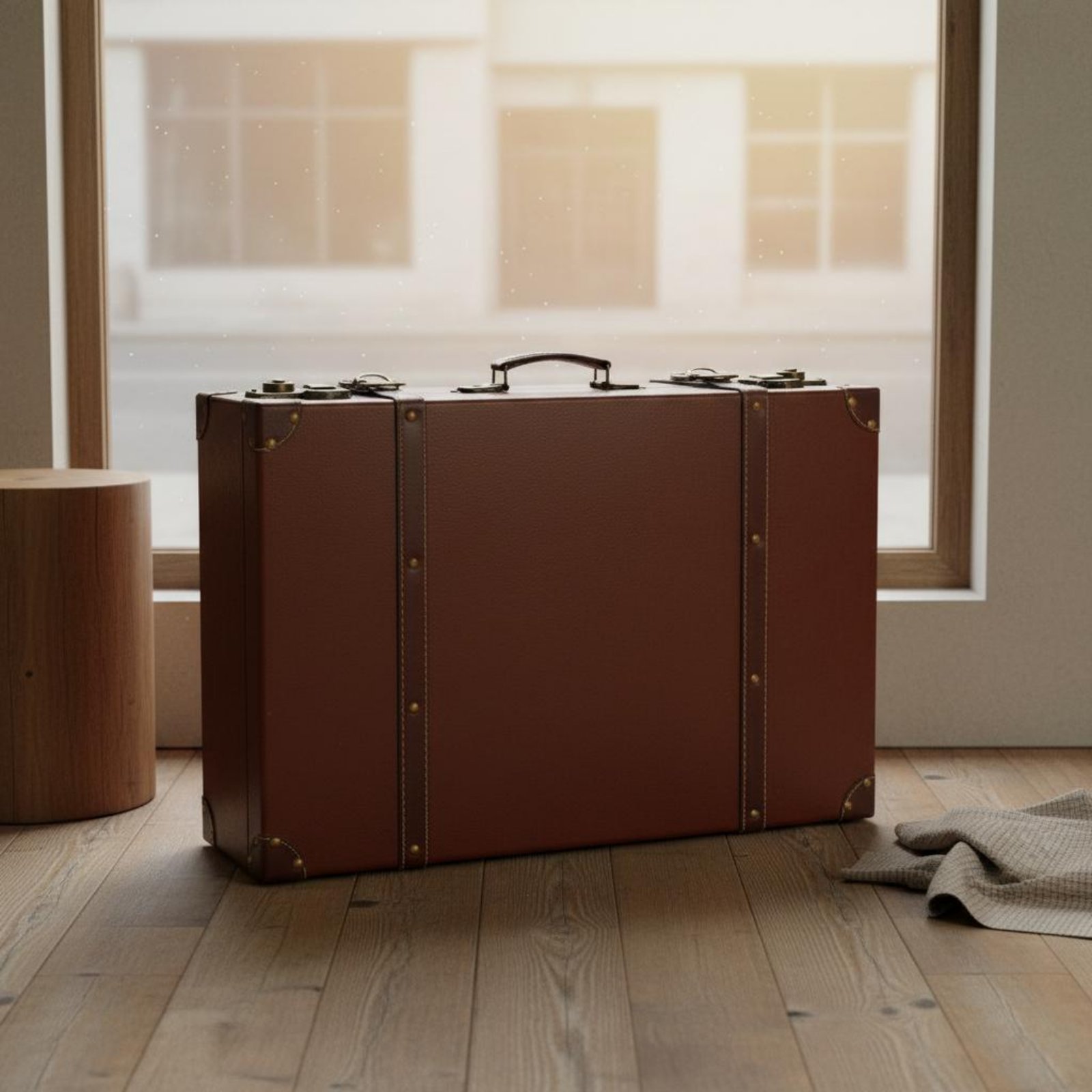 Retro Vintage Trunk Suitcase - 3-teiliges Vintage-Kofferset als Foto-Requisite, Retro-Lederkoffer-Set, Vintage-Kofferbox,