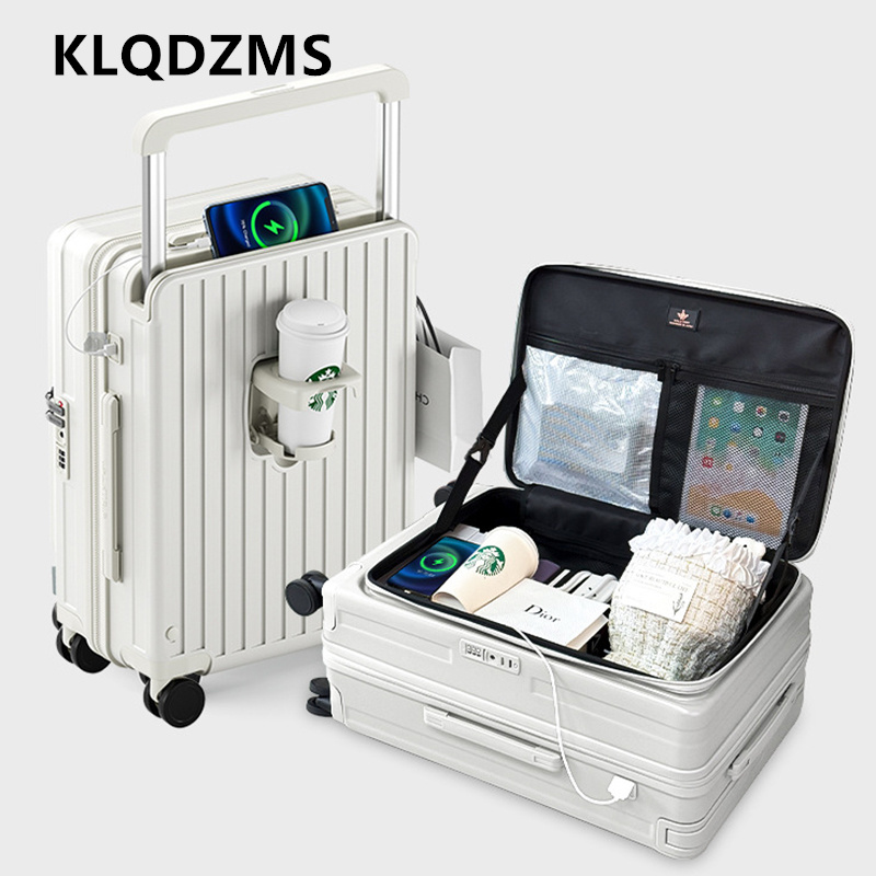 Front Opening Laptop Luggage 24 Inch - KLQDZMS Ladekoffer mit Frontöffnung, Boarding-Box, Laptop-Elektrotrolley-Koffer,