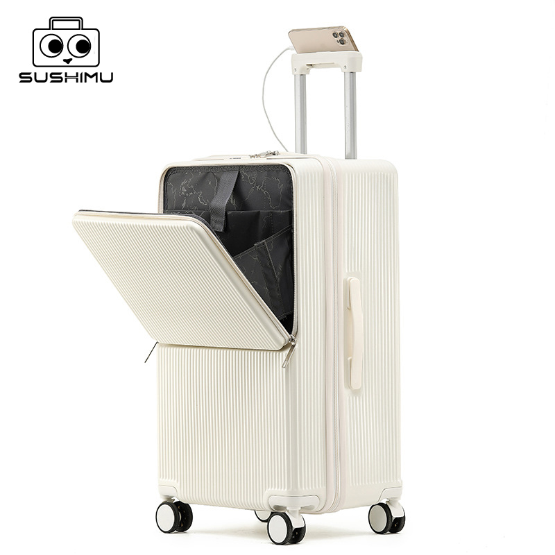 Aluminum Frame Carry On Luggage - sushimu Koffer, breiter Griff, Reisekoffer für