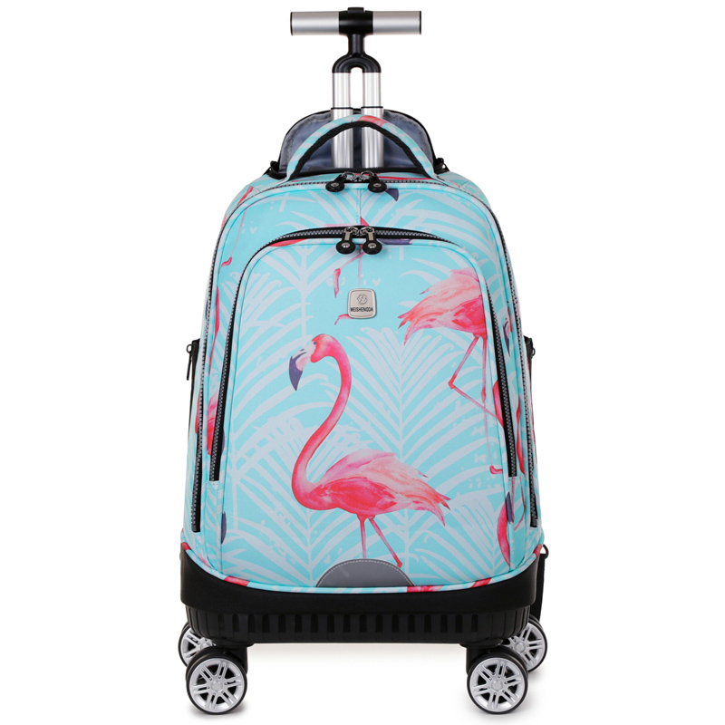 Foldable Rolling Luggage Bag - Rollrucksack mit Spinnerrädern, Roll-Reise-Laptop-Rucksack für Damen