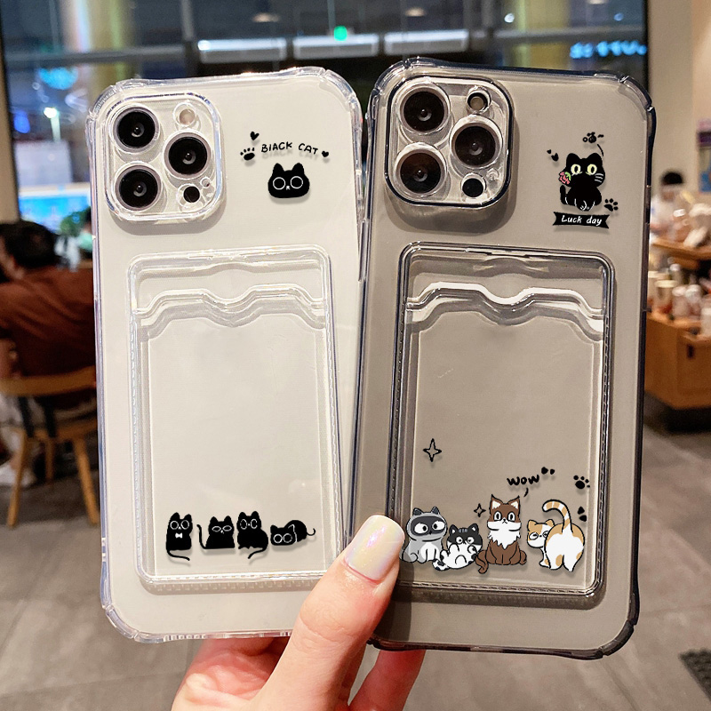 Wallets - Süße schwarze Katze Handyhülle für iPhone