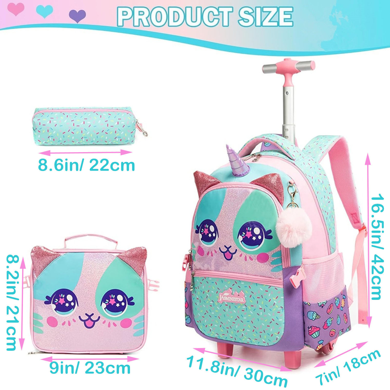3 Stück süßer Rollrucksack für – Foldable Rolling Luggage Bag Bewertung und Preis