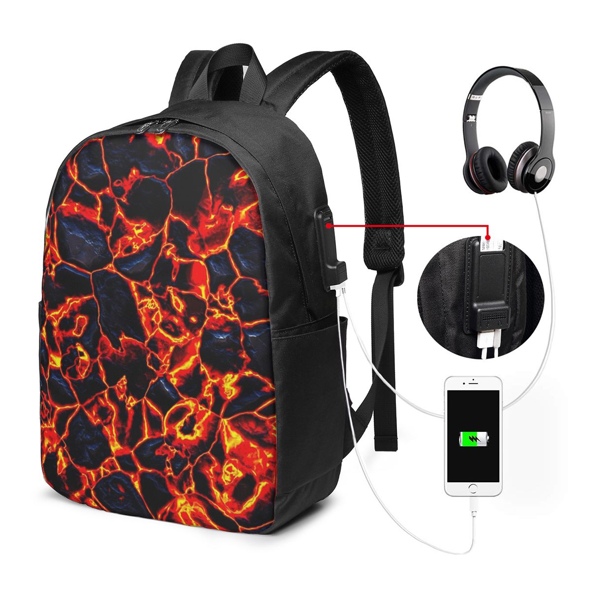 Magma-Vulkan-Lava-Feuer-Rucksa – Travel Bags Bewertung und Preis