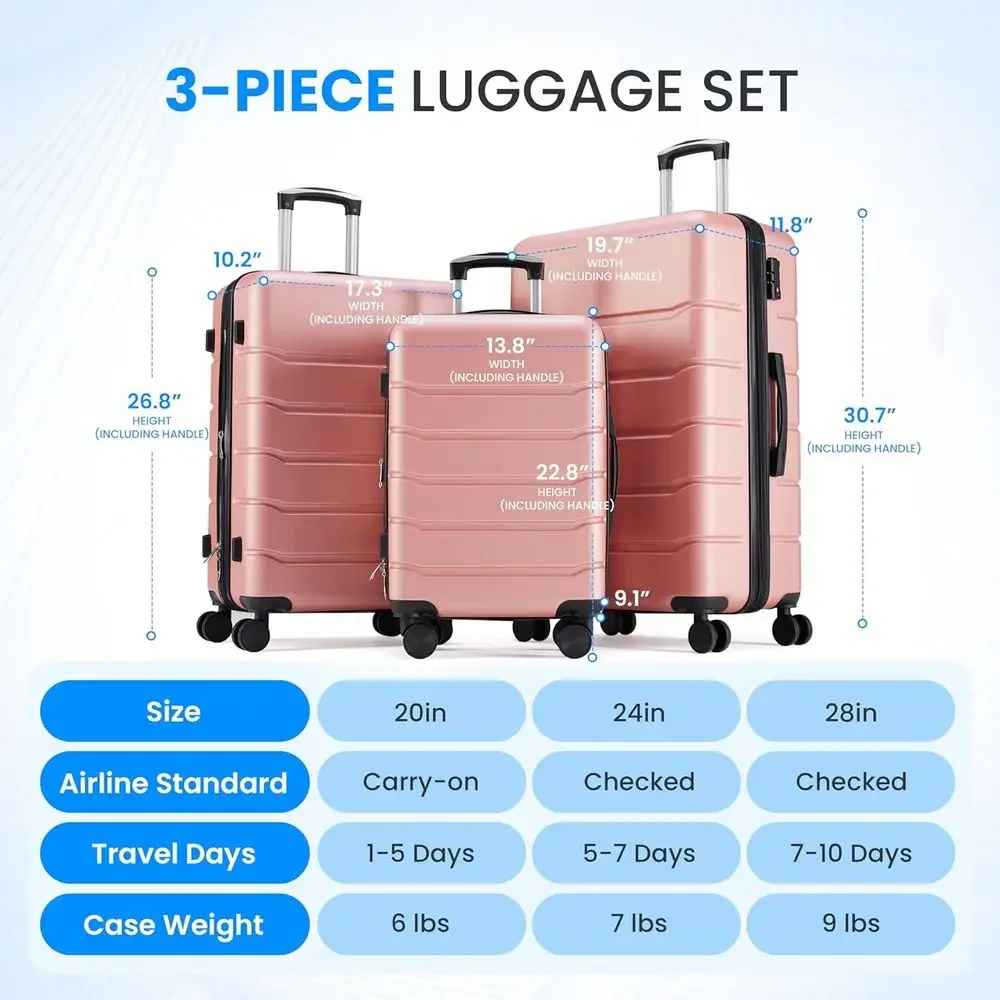 3-teiliges Großes Kofferset mi – Expandable Hard Shell Luggage Set Bewertung und Preis